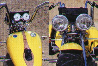 Přístrojovou desku tvoří, podobně jako na motocyklech, dva klasické budíky. Přední části dominují dva velké kruhové světlomety a široké přední kolo.