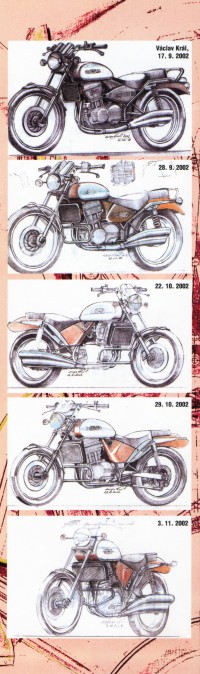Návrhy Václava Krále na design motocyklu Jawa 650